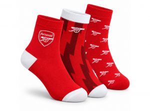 Arsenal Three Pack Ankle Socks 7 to 11 Pattern Socks Red White